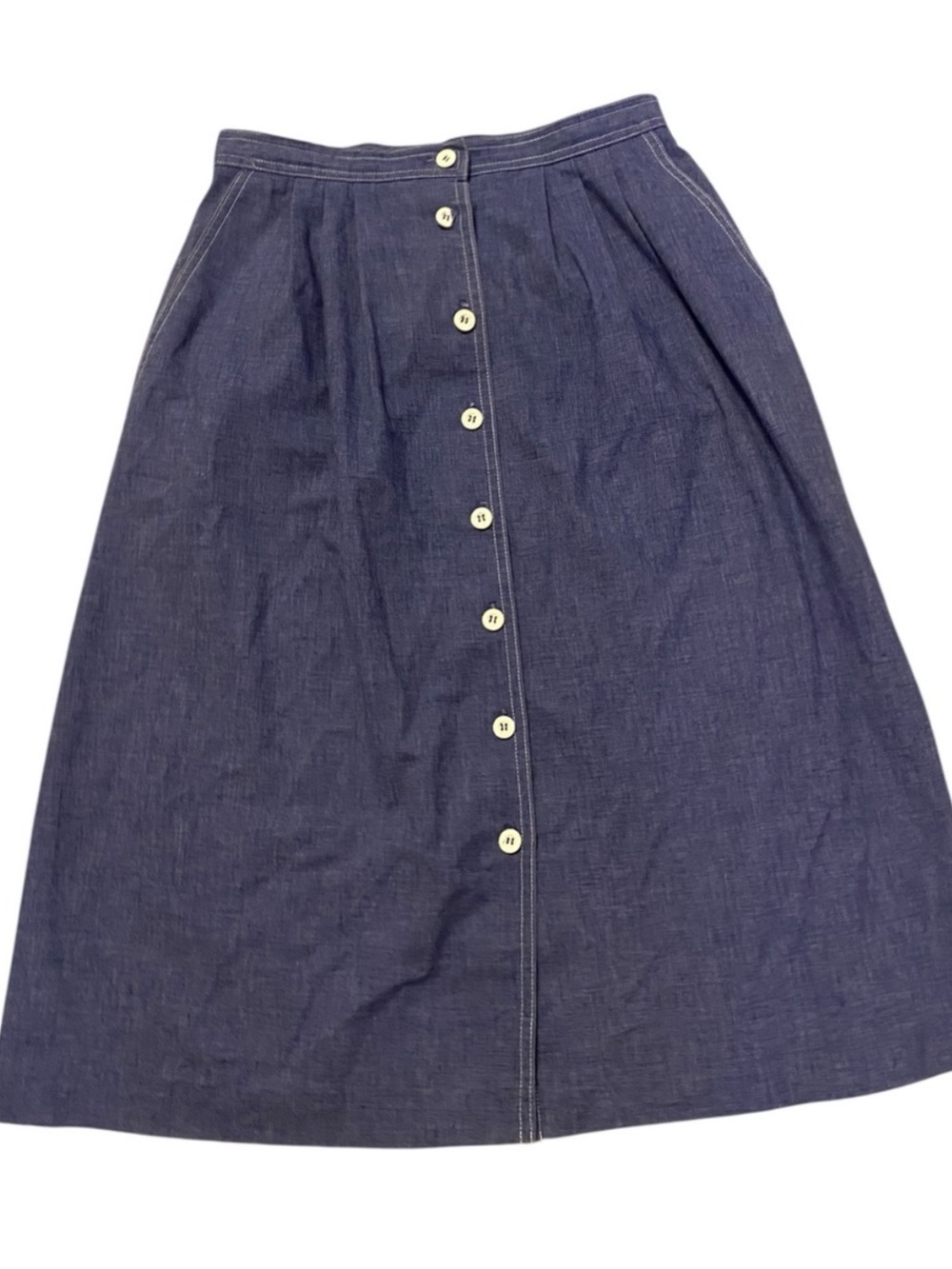 COUNTRY SUBURBANS Vintage Union Made Button Midi Skirt Soft Denim